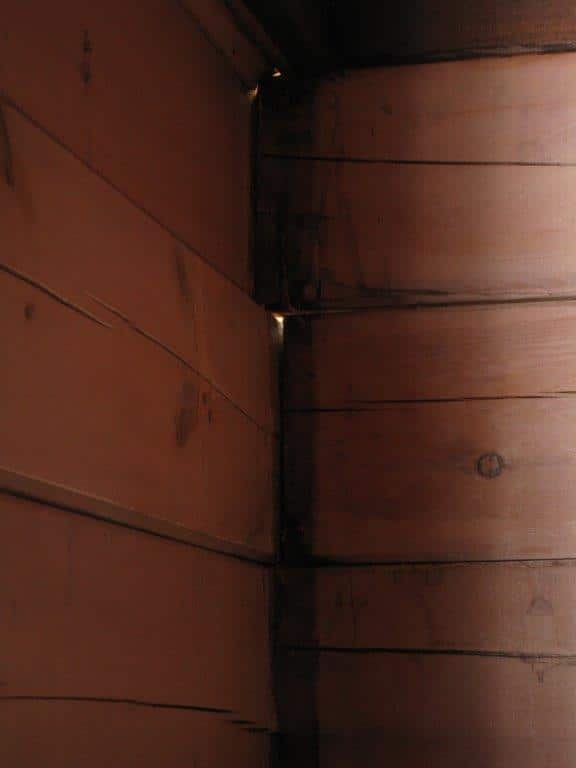 Corner of a wooden interior room